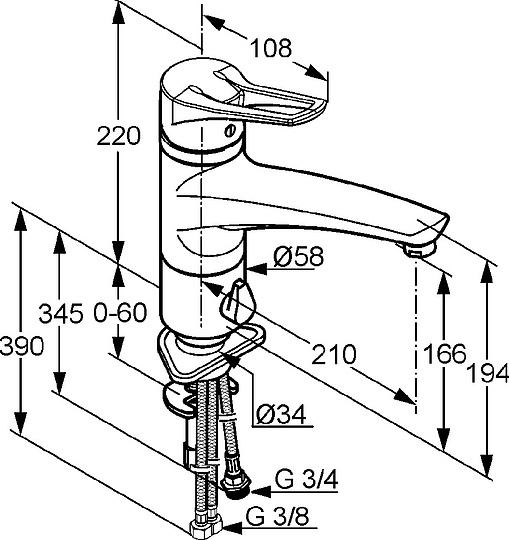 Kludi MX Смеситель для кухни рычажный, высота излива 16,6 см, цвет: хром 399060562
