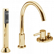 Bongio T Mix Смеситель на борт ванны, на 3 отв., с ручной лейкой, цвет: золото 32531OR0DPR