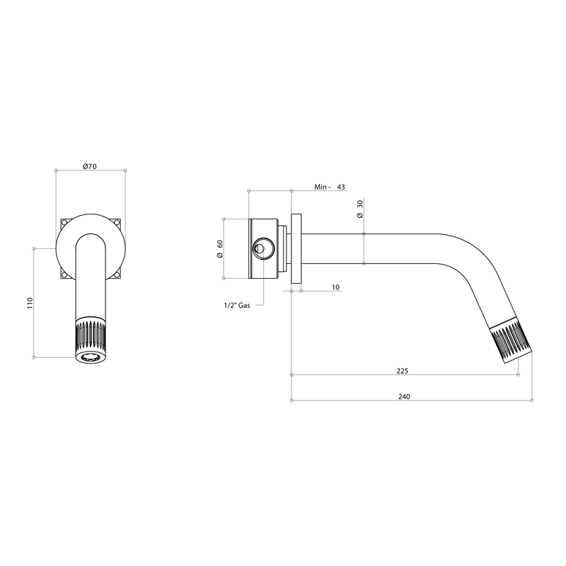 Bongio Time 2020 Встраиваемый смеситель для раковины из нержавеющей стали 70538AS00