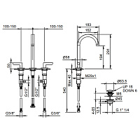 Fantini Icona Deco Смеситель для раковины, 3 отв., излив 16 cм, цвет хром 53 02 R107