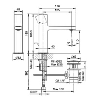 Fantini Lame Смеситель для раковины, 1 отв., с донным клапаном, излив 13,5 cм, цвет хром 24 02 M004F