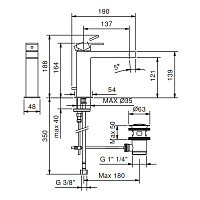 Fantini Mare Смеситель для раковины, 1 отв., с донным клапаном, излив 14 cм, цвет хром 51 02 V004F