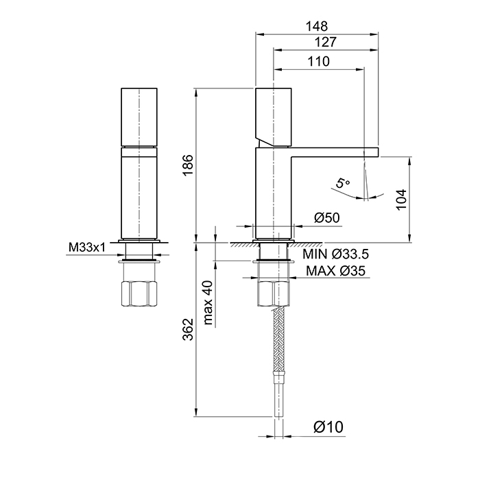 Fantini Milano Смеситель для раковины, 1 отв., излив 11 cм, цвет Matt Gun Metal PVD 31 P5 3004WF