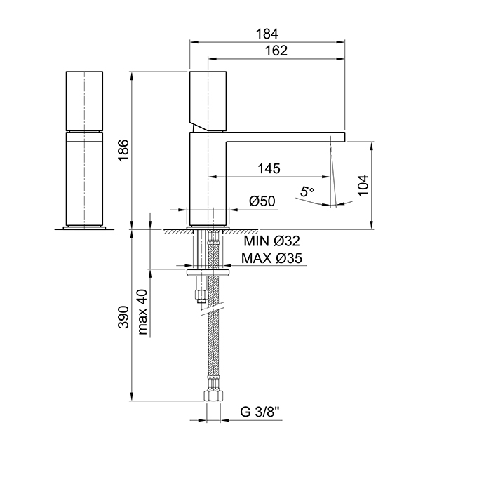 Fantini Milano Смеситель для раковины, 1 отв., излив 14,5 cм, цвет Matt Gun Metal PVD 31 P5 3003WF