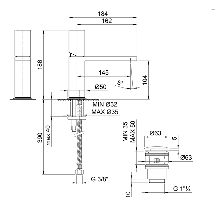 Fantini Milano Смеситель для раковины, 1 отв., излив 14,5 cм, цвет хром 31 02 3003F