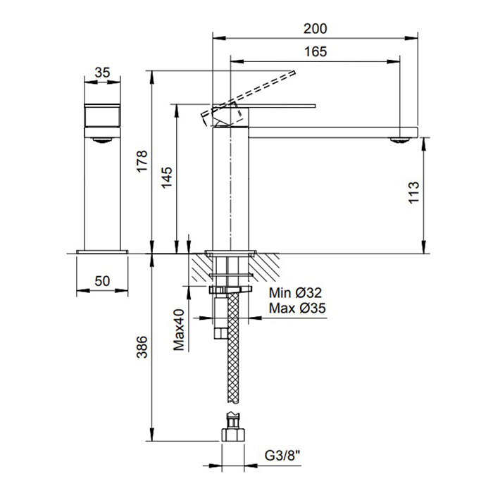 Fantini Mint Смеситель для раковины, 1 отв., излив 16,5 cм,, цвет нерж. сталь 34 93 F003WF