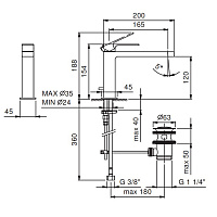 Fantini Mint Смеситель для раковины, 1 отв., с донным клапаном, излив 16,5 cм, цвет хром 34 02 F003F