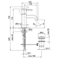 Fantini Nostromo Смеситель для раковины, 1 отв., излив 11,5 cм, цвет хром 50 02 E804F