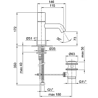 Fantini Nostromo Смеситель для раковины, 1 отв., излив 11,5 cм, цвет хром 50 02 E904F
