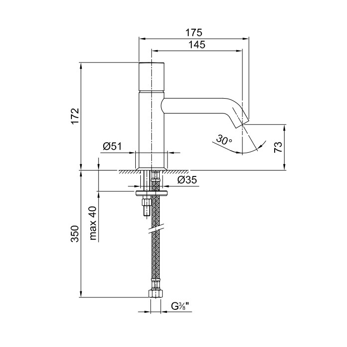 Fantini Nostromo Смеситель для раковины, 1 отв., излив 14,5 cм, цвет нерж. сталь 50 93 E903WF