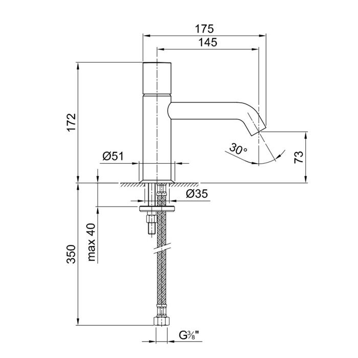 Fantini Nostromo Смеситель для раковины, 1 отв., излив 14,5 cм, цвет хром 50 02 E903WF