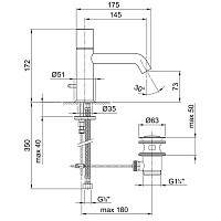 Fantini Nostromo Смеситель для раковины, 1 отв., цвет хром 50 02 E903F