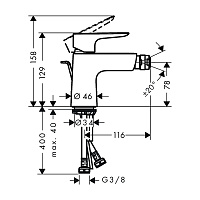 Hansgrohe Talis E Смеситель для биде однорычажный, с донным клапаном, цвет: белый 71720700