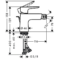 Hansgrohe Talis E Смеситель для биде однорычажный, с донным клапаном, цвет: шлиф. бронза 71720140