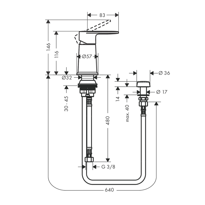 Hansgrohe Vernis Blend Смеситель для биде однорычажный с вертикальной струей, цвет: хром 71214000