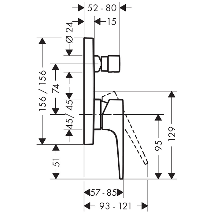 Hansgrohe Metropol Смеситель для ванны встраиваемый на 2 потребителя, цвет: шлифованная бронза 32546140
