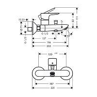 Hansgrohe Talis E Смеситель для ванны BM, излив 19,4 см, цвет: матовый черный 71740670