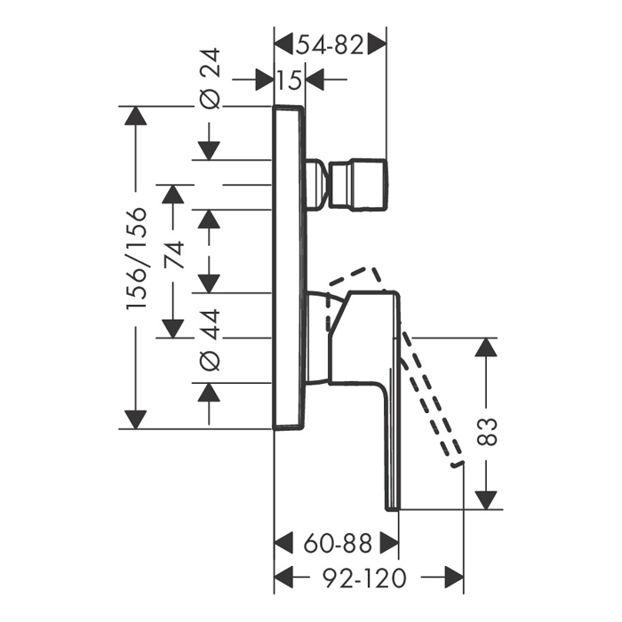 Hansgrohe Vernis Shape Смеситель для ванны встраиваемый на 2 потребителя, цвет: матовый черный 71469670