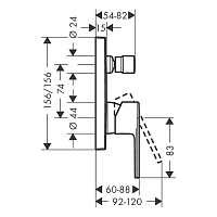 Hansgrohe Vernis Shape Смеситель для ванны встраиваемый на 2 потребителя, цвет: матовый черный 71469670