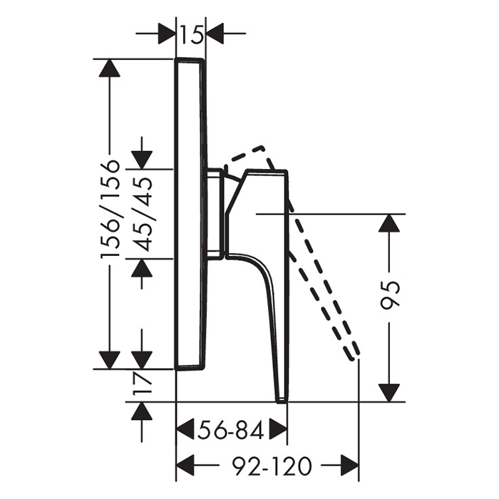 Hansgrohe Metropol Смеситель для душа встраиваемый, внешняя часть, цвет: матовый черный 32565670