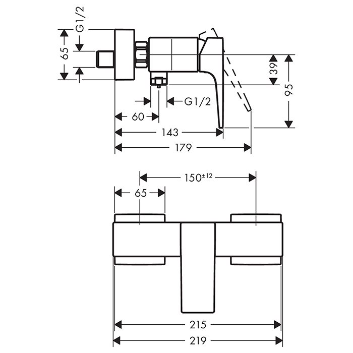 Hansgrohe Metropol Смеситель для душа BM, цвет: матовый черный 32560670