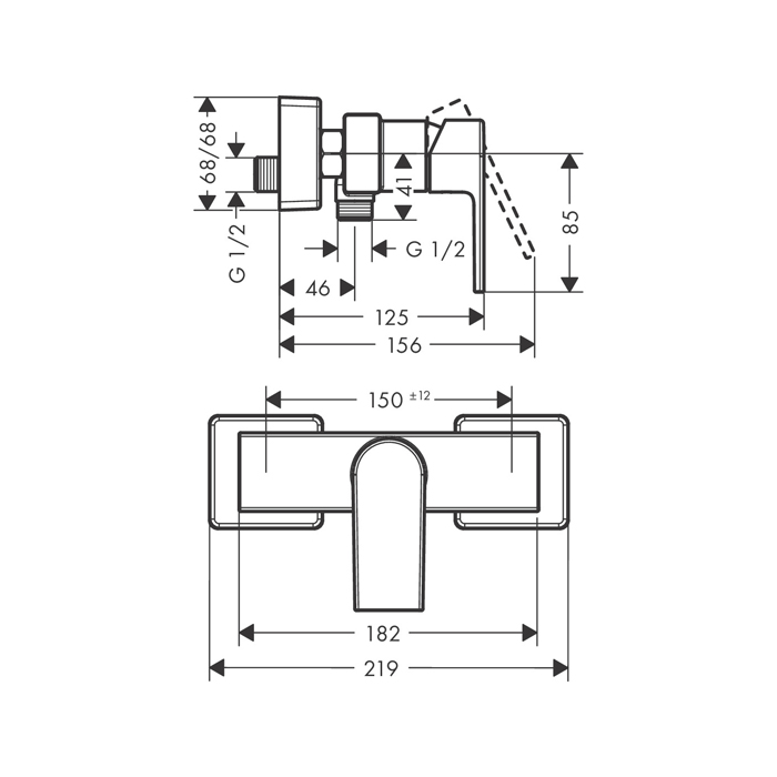 Hansgrohe Vernis Shape Смеситель для душа, цвет: матовый черный 71650670