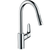 Hansgrohe Focus M41 Смеситель для кухонной мойки однорычажный 240 с выдвижным изливом, цвет: хром 73880000