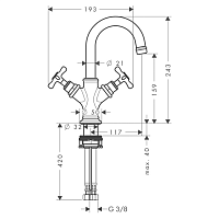 Axor Montreux Смеситель для раковины двухвент., на 1 отв. без донного клап., цвет: хром 16505000