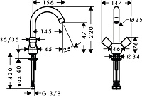 Hansgrohe Logis Смеситель для раковины двухвентильный с двумя рукоятками, цвет: хром 71221000