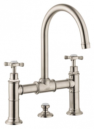 Axor Montreux Смеситель для раковины двухвент., на 3 отв. без дон. клап., цвет: шлифованный никель 16510820