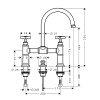 Axor Montreux Смеситель для раковины двухвент., на 3 отв. без дон. клап., цвет: шлифованный никель 16510820