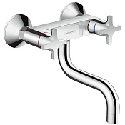 Hansgrohe Logis Classic Смеситель для кухни настенный с двумя рукоятками, поворотный, цвет: хром 71287000