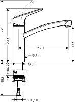 Hansgrohe Logis Смеситель для кухонной мойки, цвет: хром 71832000