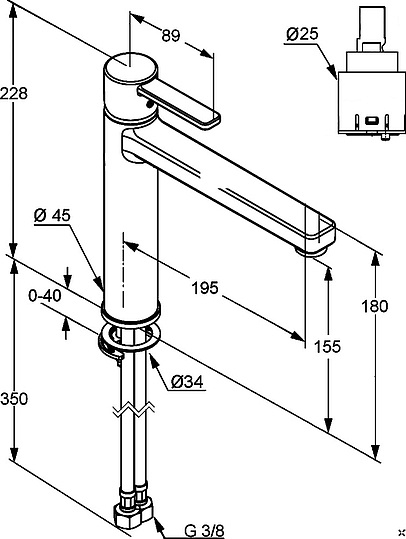 Kludi Zenta Смеситель для кухни рычажный, высота излива 15,5 см, цвет: хром 389730575