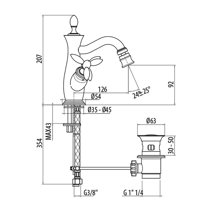 Gattoni Timor Смеситель для биде, цвет: хром 1835018C0cr