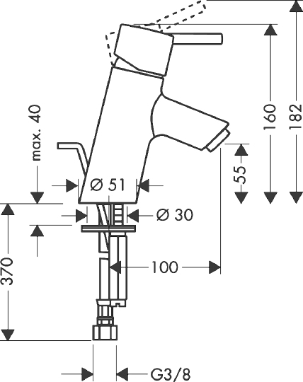 Hansgrohe Talis S Смеситель для раковины однорычажный, с донным клапаном, цвет: хром 32020000