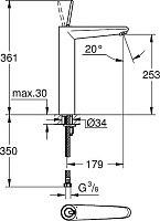 Grohe Eurodisc Joy Смеситель для раковины, без д/к, высота излива 25,3 см, цвет: хром 23428000