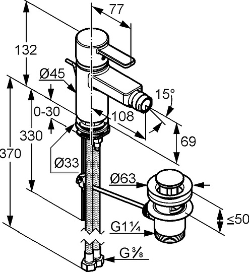 Kludi Zenta Смеситель для биде, с д/к, цвет: хром 385300575