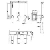 Gessi 316 Bath-Shower Смеситель для ванны встраиваемый, 2 потребителя, лейка, цвет: steel brushed 54038#239