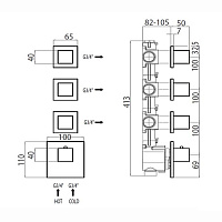 Bossini Rectangular Смеситель термостатический, встраиваемый, на 3-6 выходов, цвет: chrome Z033205.030