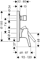 Hansgrohe Talis S Смеситель для ванны встраиваемый на 2 потребителя, внешняя часть, цвет: хром 72406000