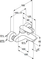Kludi Pure&Solid Смеситель для ванны и душа DN 15 настенный, цвет: хром 346810575