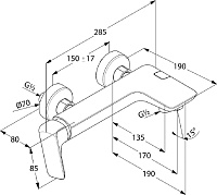 Kludi Ameo Смеситель для ванны и душа DN 15 настенный, цвет: хром 416710575