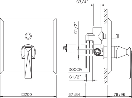 Смеситель Nicolazzi Vincent  С ВНУТРЕННЕЙ ЧАСТЬЮ 3096CR35
