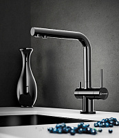 Omoikiri Nagano-GM + Pure Drop Lite Смеситель для кухни + фильтр, цвет: вороненая сталь 4179.8028