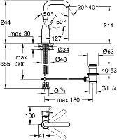 Grohe Essence New Смеситель для раковины высокий, с д/к, высота излива 21,1 см, цвет: никель глянец 32628BE1