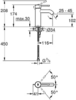 Grohe Essence New Смеситель для раковины, без д/к, дл. излива 11,6 см, цвет: темный графит, матовый 23590AL1
