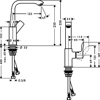 Hansgrohe Metris Смеситель для раковины, без донного клапана, цвет: хром 31081000