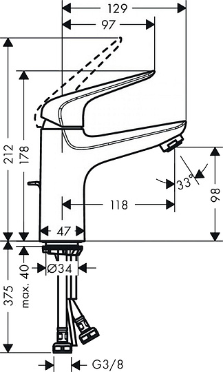 Hansgrohe Novus Смеситель для раковины однорычажный, с донным клапаном, цвет: хром 71030000