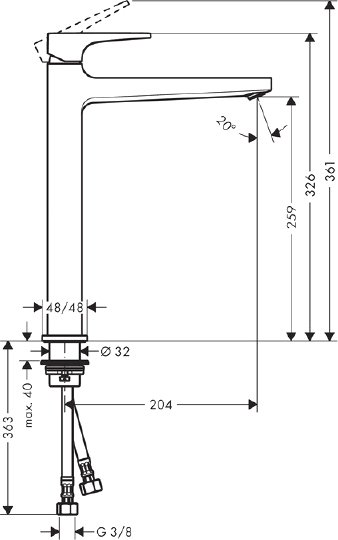 Hansgrohe Metropol Смеситель для раковины, высокий, с донным клапаном, цвет: хром 32512000